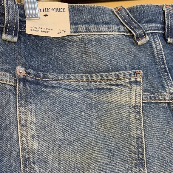New We The Free Now or Never Denim Blue Frayed Jean Shorts Westend Size 27 - Picture 8 of 13